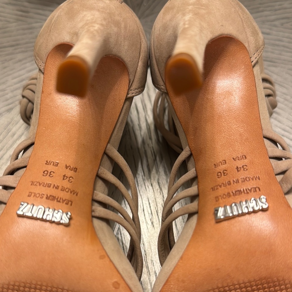 SCHUTZ Tan Stiletto Heels with Ankle Strap - Picture 7 of 9
